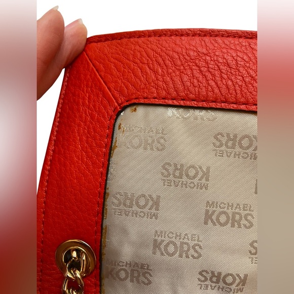Michael Kors Red Leather Chain Shoulder Bag - Picture 6 of 9